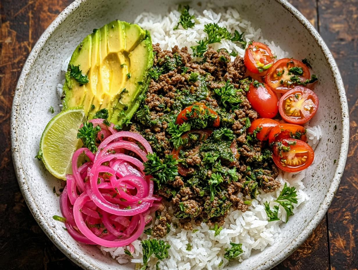 Ground beef chimichurri bowls - detail 1