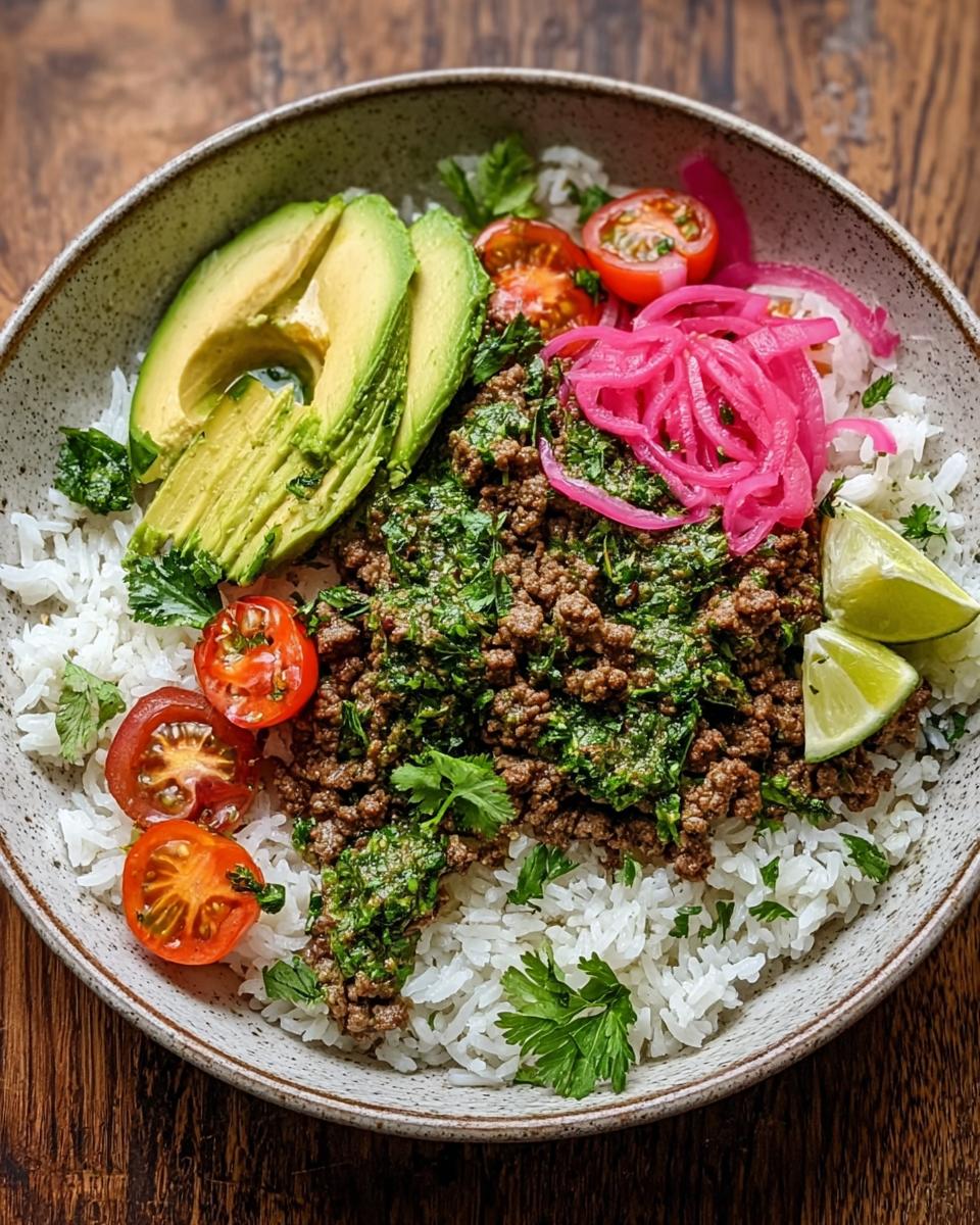Ground beef chimichurri bowls