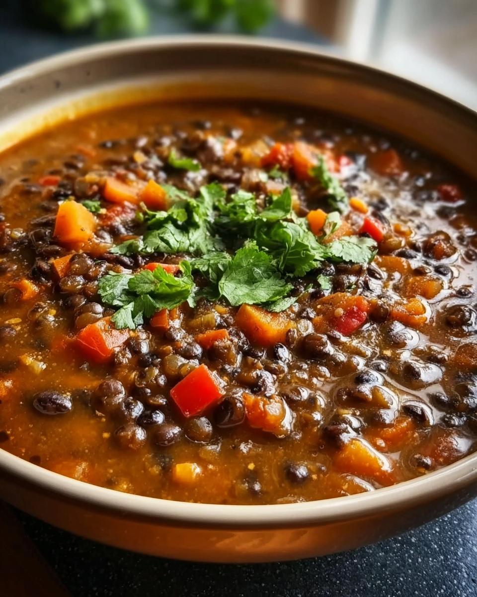 Hearty Protein-Packed Black Bean and Lentil Soup