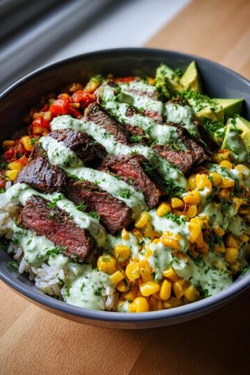 High Protein Steak Bowl with Avocado