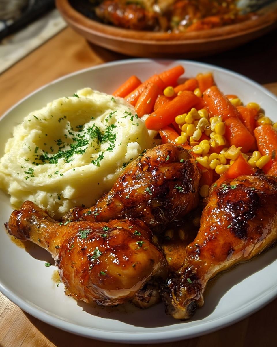 Honey Glazed Chicken Drumsticks with Mashed Potatoes - detail 1
