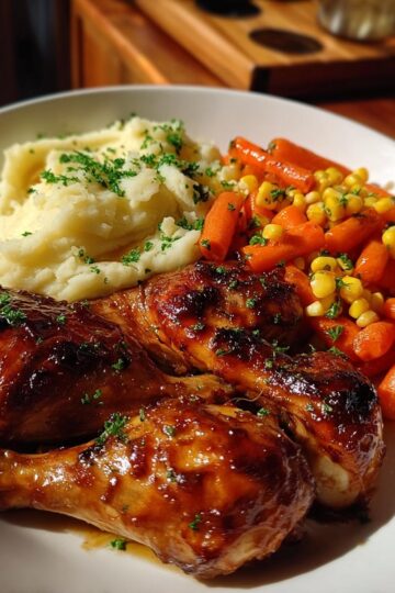 Honey Glazed Chicken Drumsticks with Mashed Potatoes