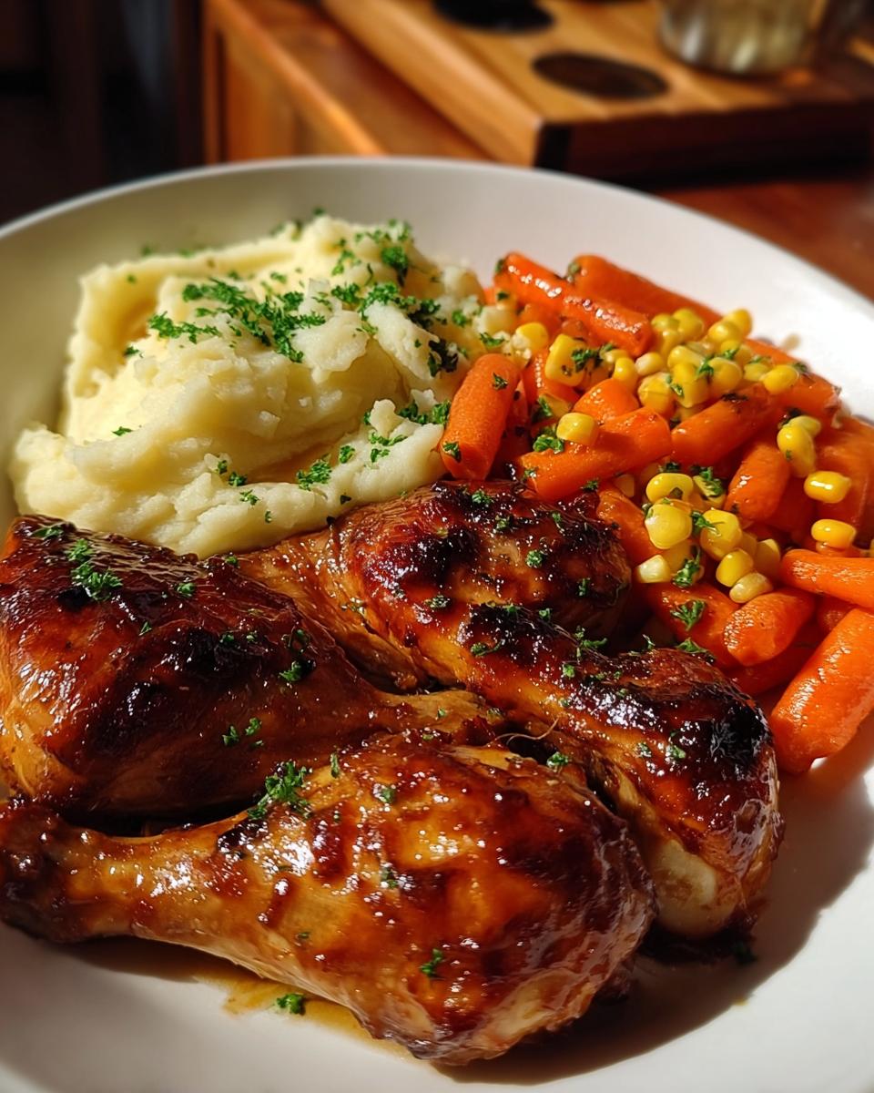Honey Glazed Chicken Drumsticks with Mashed Potatoes