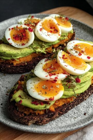 Jammy Egg and Avocado Sweet Potato Toast