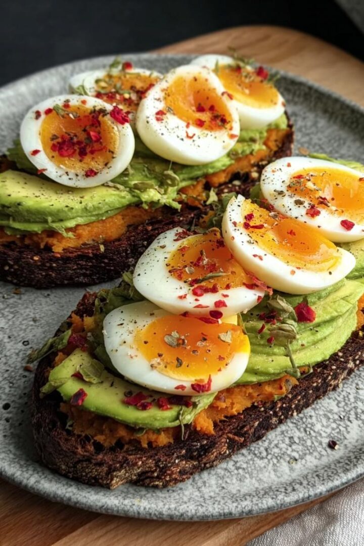 Jammy Egg and Avocado Sweet Potato Toast