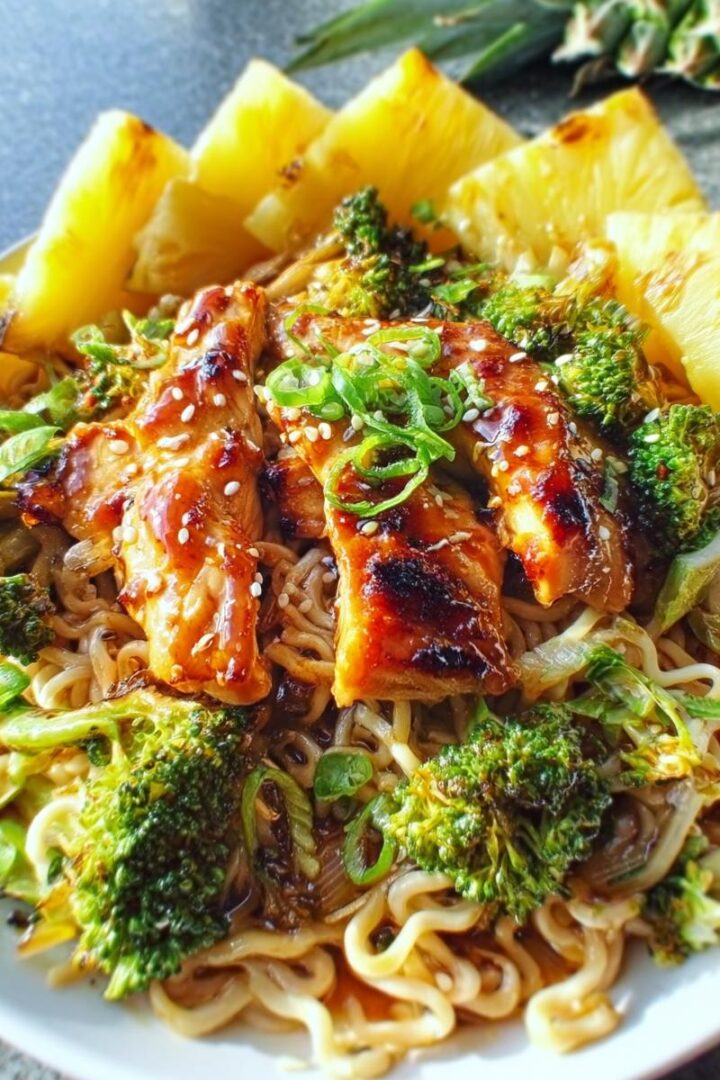 Pineapple Teriyaki Chicken over Noodles