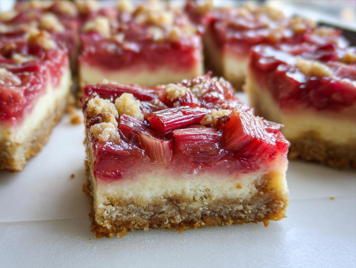 Rhubarb Cheesecake Bars - detail 1