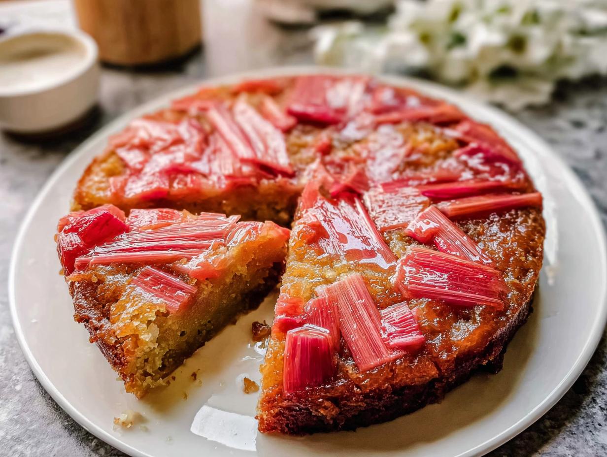 Rhubarb Upside-Down Cake - detail 1
