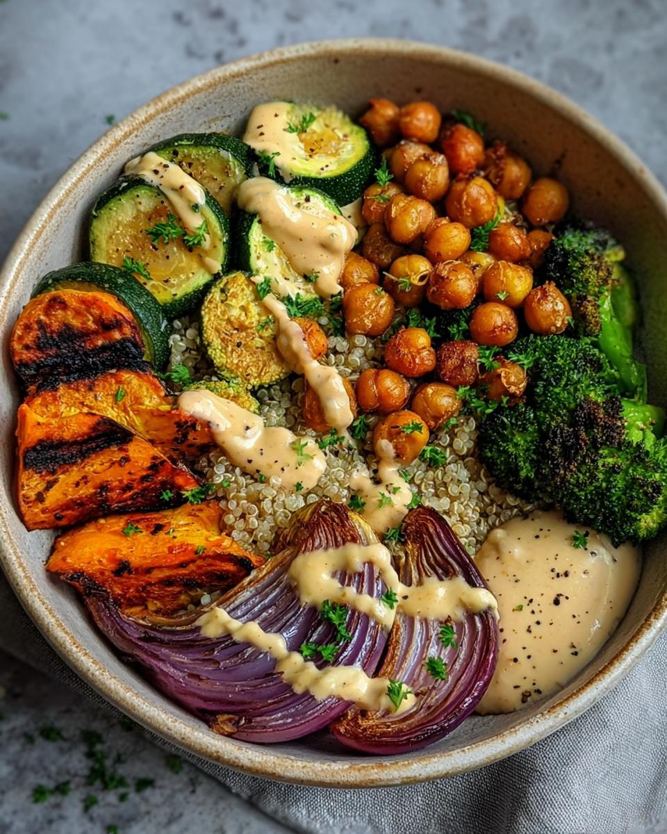 Roasted Vegetable and Chickpea Quinoa Buddha Bowl