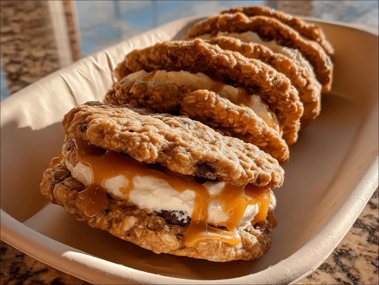Salted Caramel Chocolate Chip Oatmeal Cream Pies - detail 1