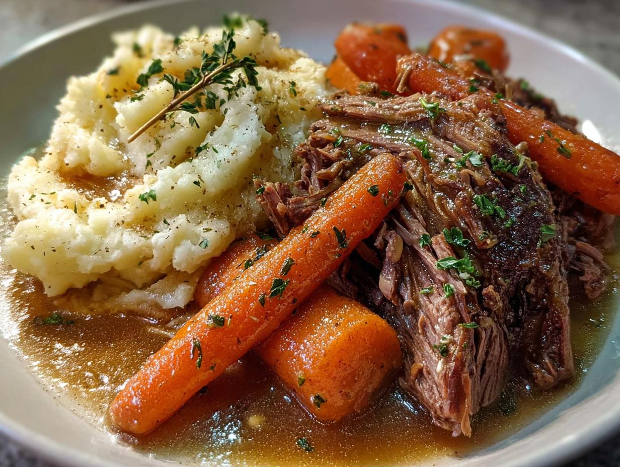 Slow Cooker Pot Roast with Mashed Potatoes and Carrots - detail 1
