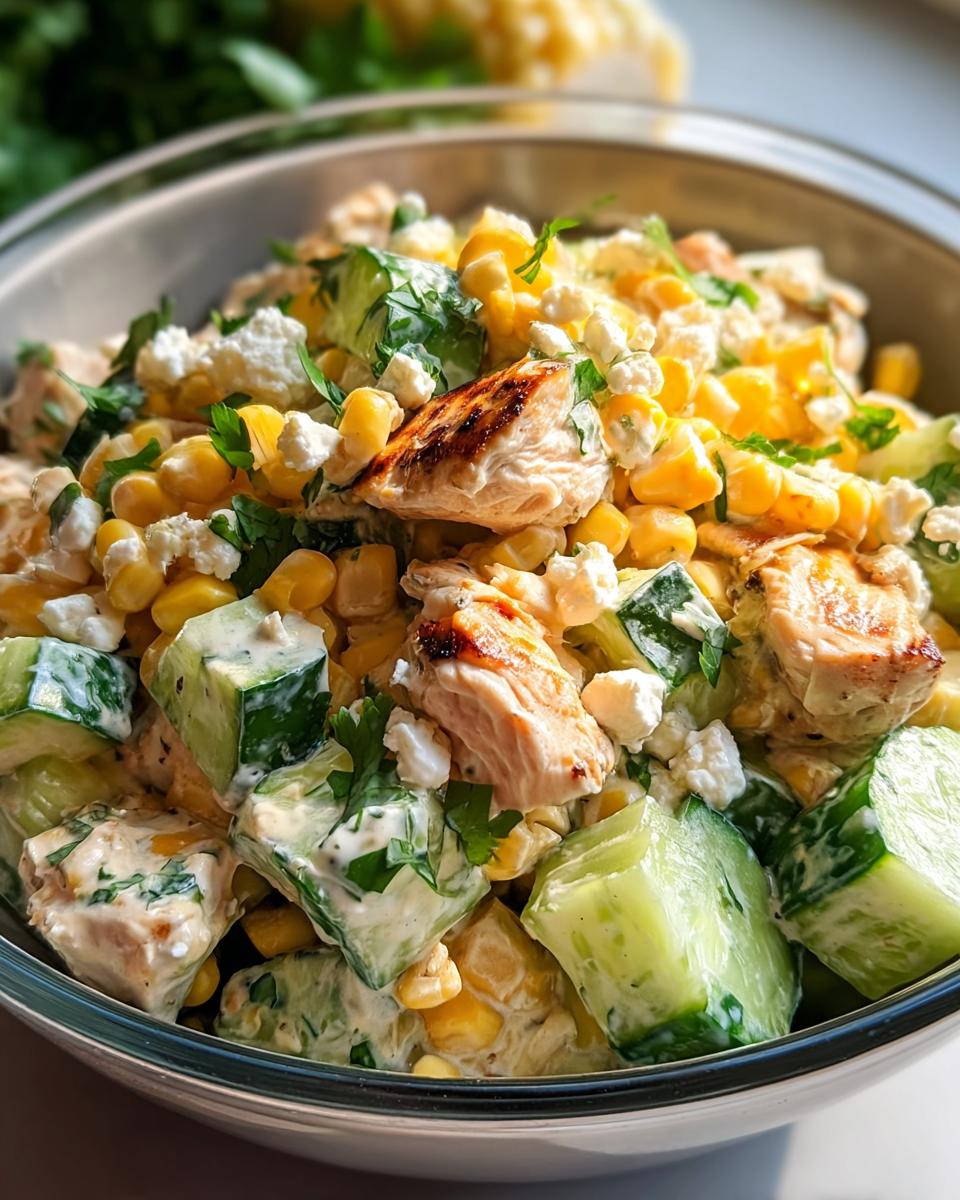 Street Corn Creamy Cucumber Chicken Salad
