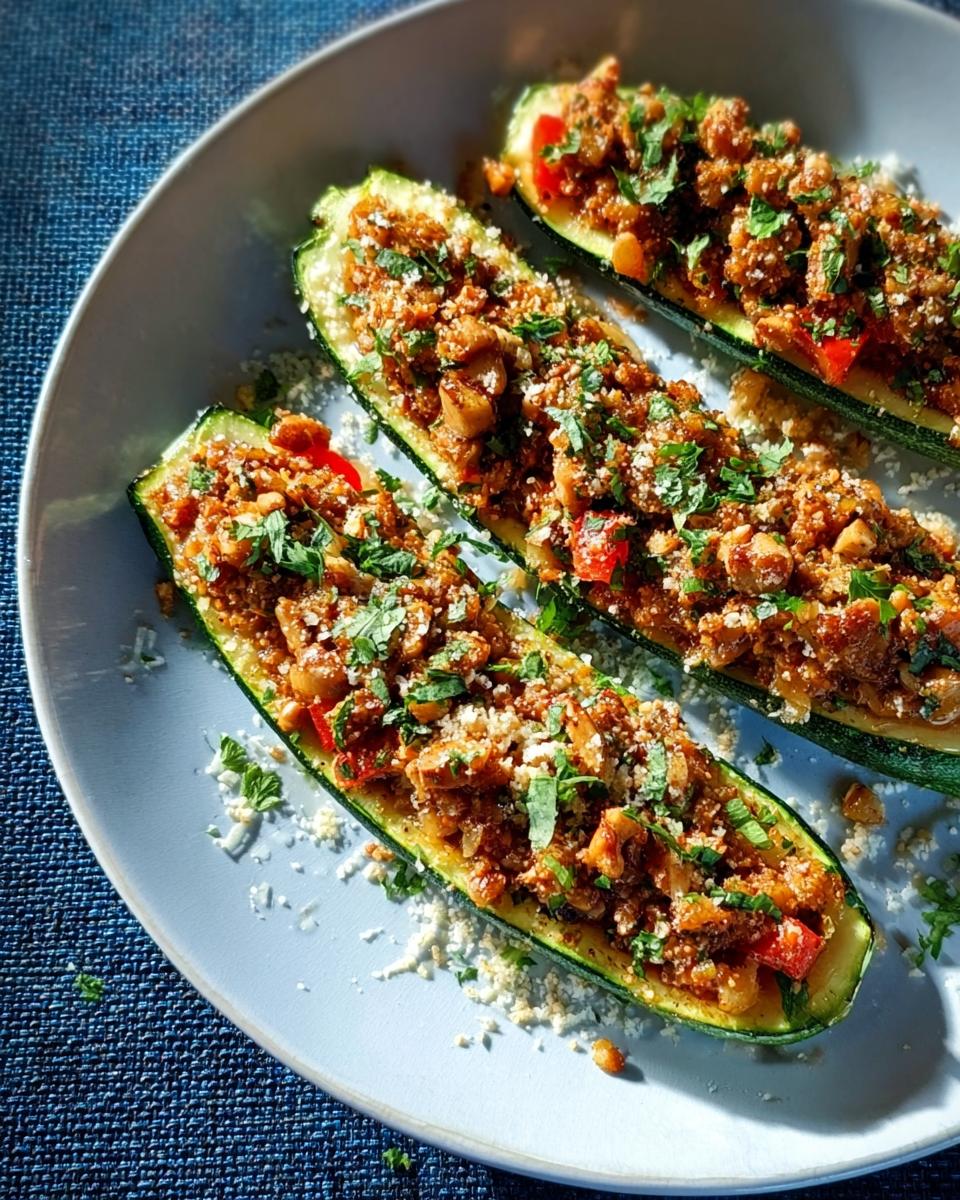 Walnut-Stuffed Zucchini Boats